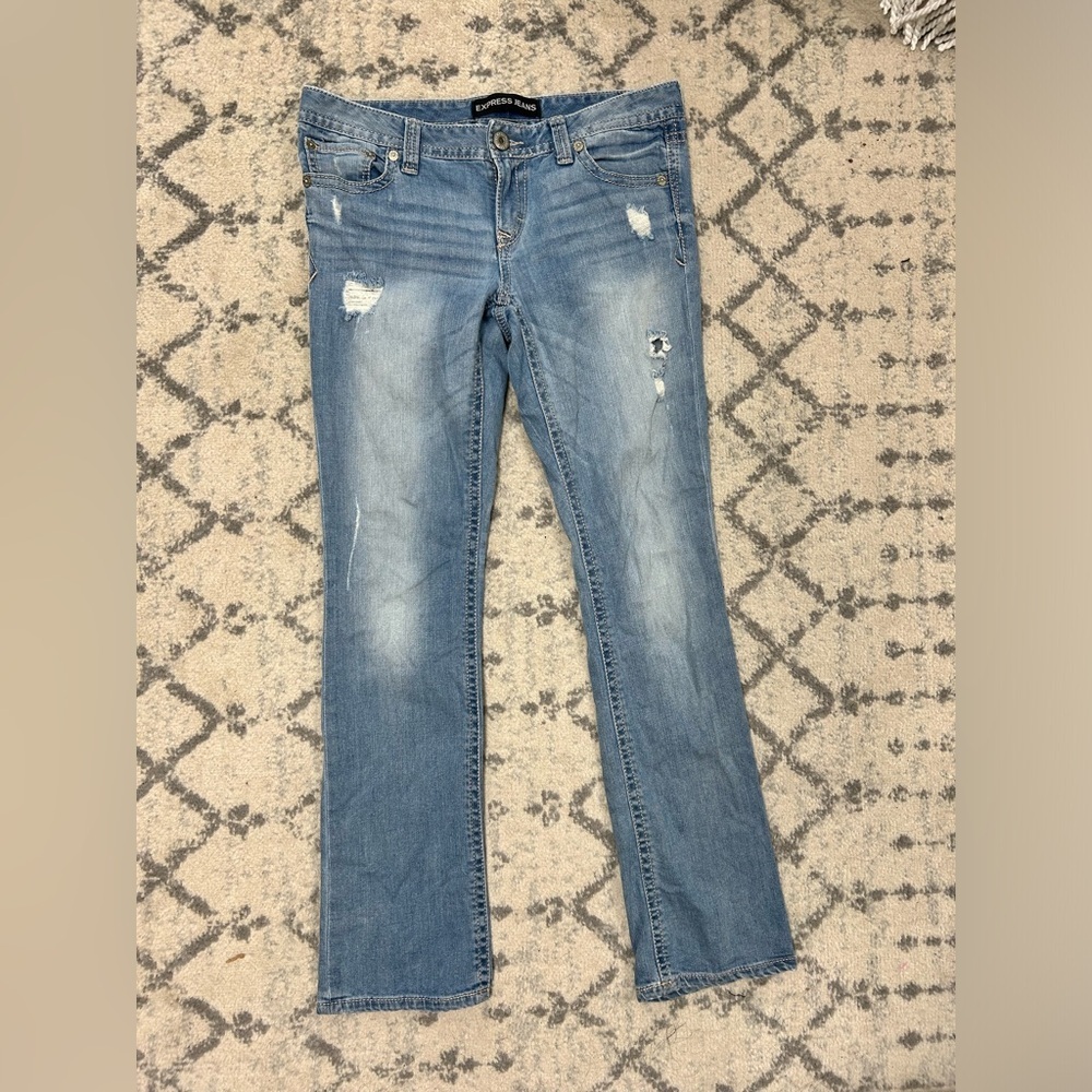 Y2K embellished Express barely boot Stella low rise jeans women’s size 8